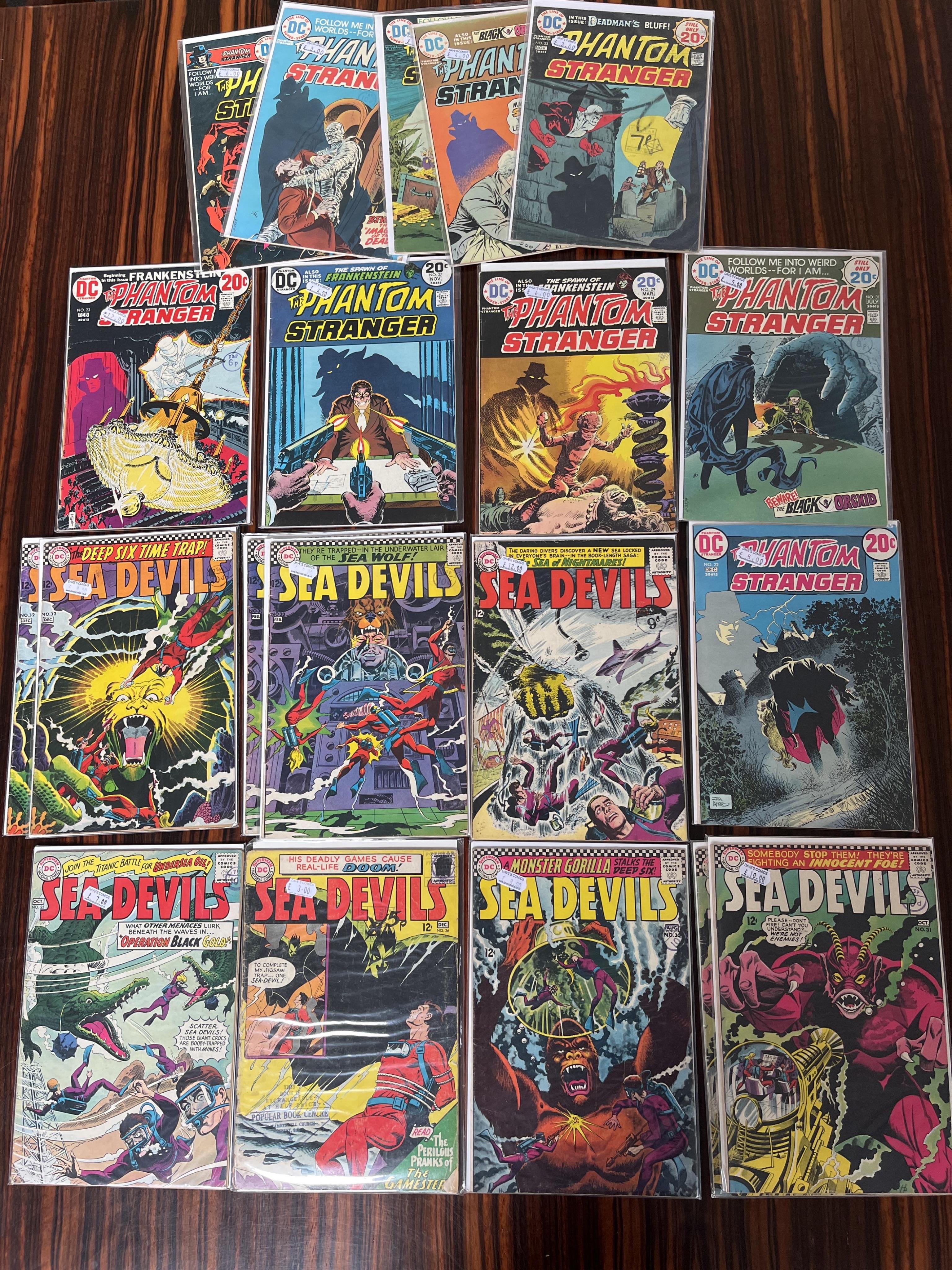 DC comics, Doom Patrol, Vol. 1, 15 issues between #87–118, Sea Devils (1961), 14 issues between #5–33, Phantom Stranger, Vol. 2, 10 issues between #22–40 (29)